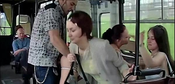  Public bus passenger witness an extreme lovers fucking in front of them